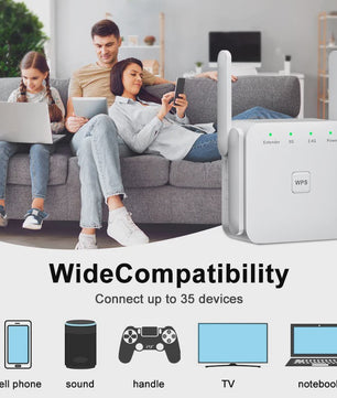 AC1200 WiFi Repeater Extender - 5GHz & 2.4GHz Dual-Band Booster voor Langere Afstand
