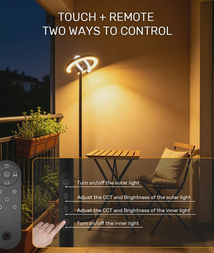 Moderne LED Vloerlamp met Touch & Afstandsbediening - Instelbare Kleur & Helderheid - Ideaal voor Lezen & Werk