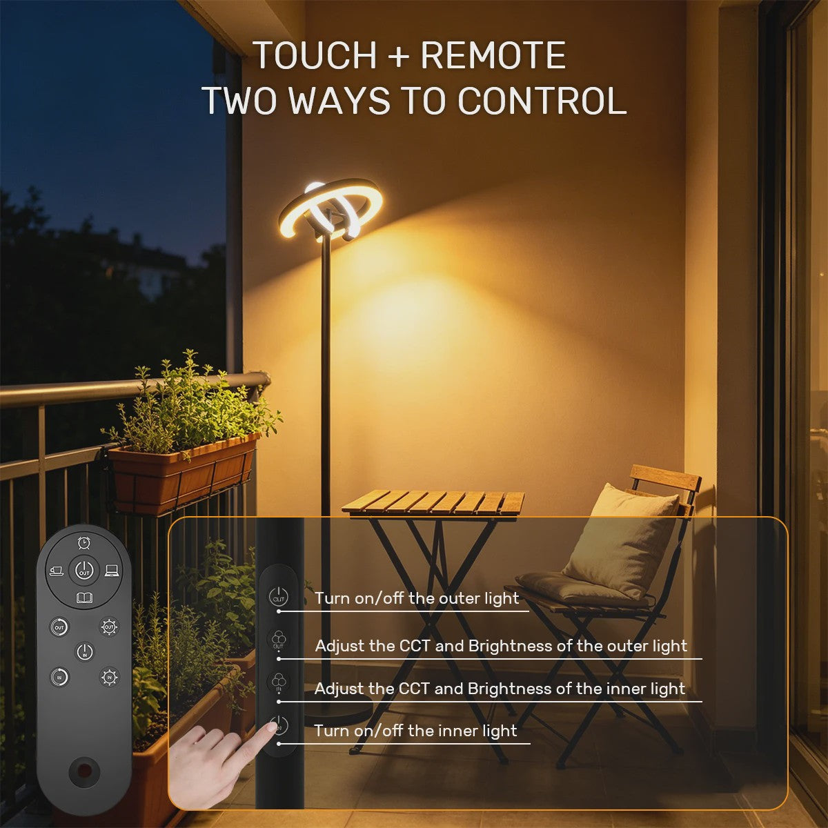 Moderne LED Vloerlamp met Touch & Afstandsbediening - Instelbare Kleur & Helderheid - Ideaal voor Lezen & Werk