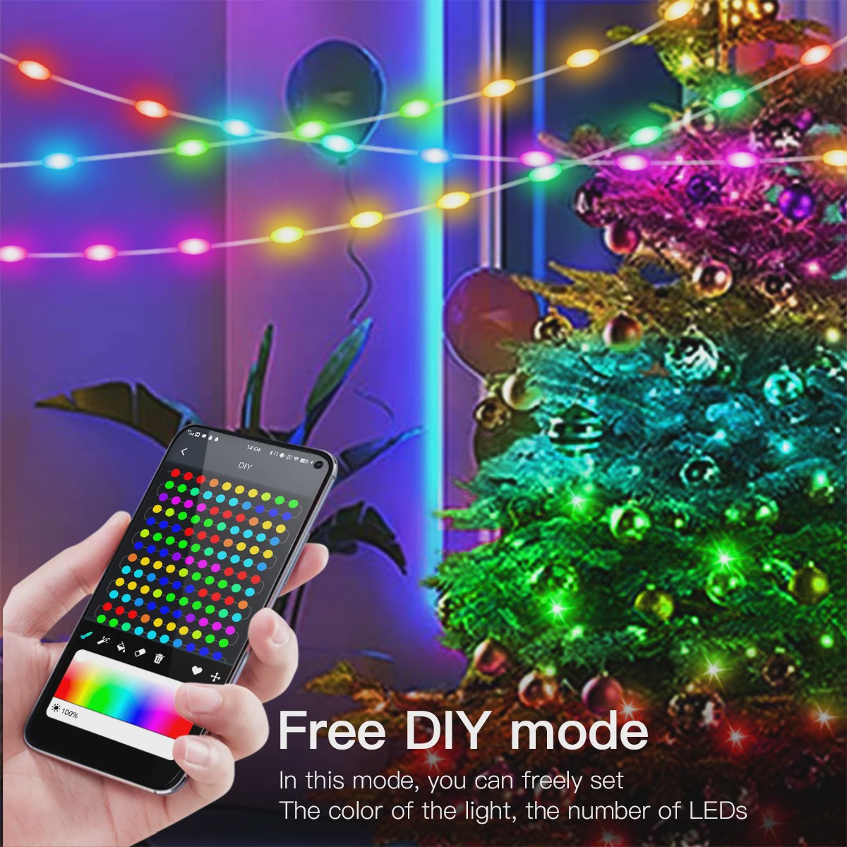 20M RGBIC LED Snoer Verlichting met Bluetooth & Muziekfunctie - Droomkleuren, App Bediening