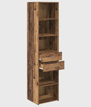 Hoge Houtkleurige Kast voor Woonkamer en Hal - Tijdloos Design, Stabiel & Veel Opbergruimte