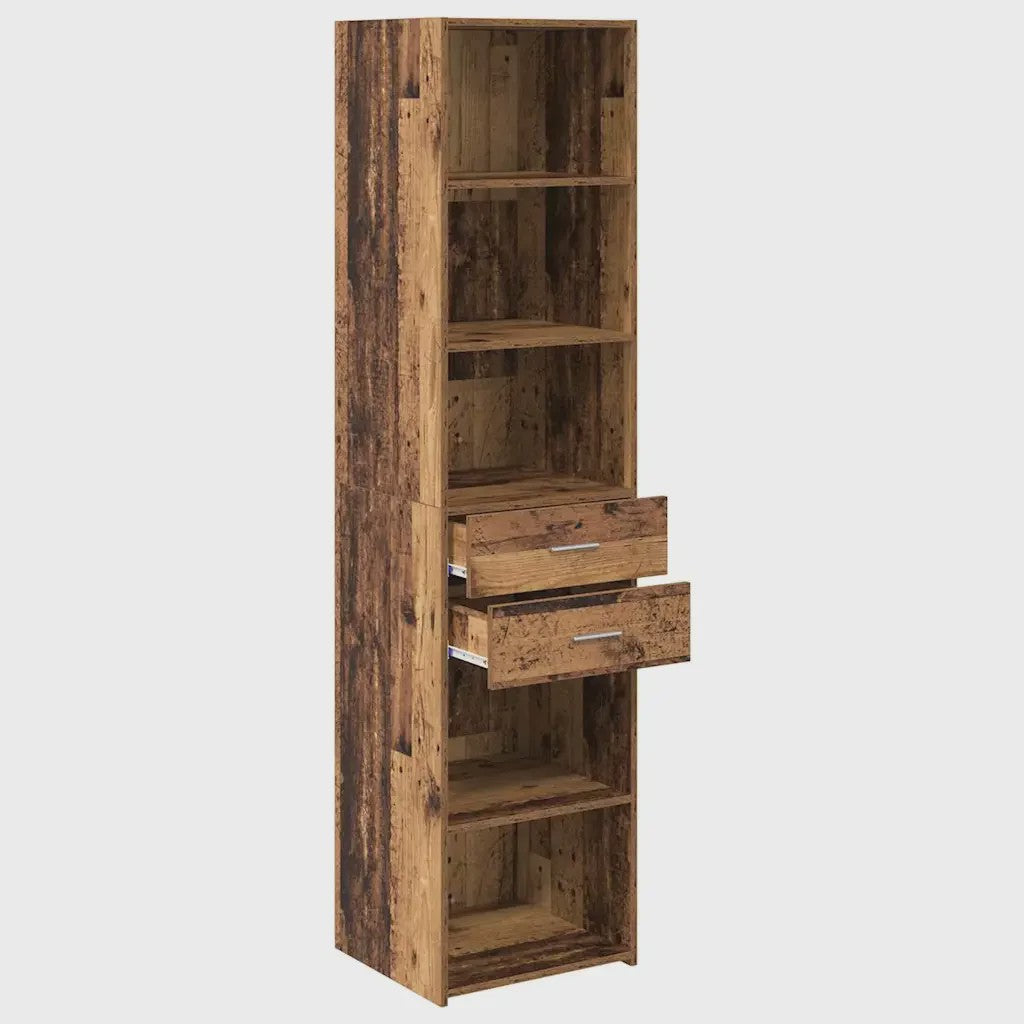 Hoge Houtkleurige Kast voor Woonkamer en Hal - Tijdloos Design, Stabiel & Veel Opbergruimte