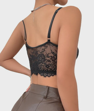 Zwarte kanten crop top met korsetdetails - Elegant en sexy lingerie