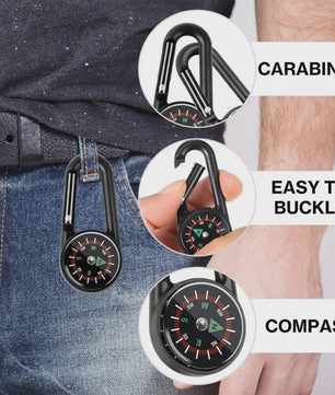 3-in-1 Kompas & Thermometer Carabiner Clip - Outdoor Survival Sleutelhanger