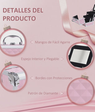 Homcom Make-up Koffer & Cosmetica Organizer - Compact & Roze (20x15x15cm)
