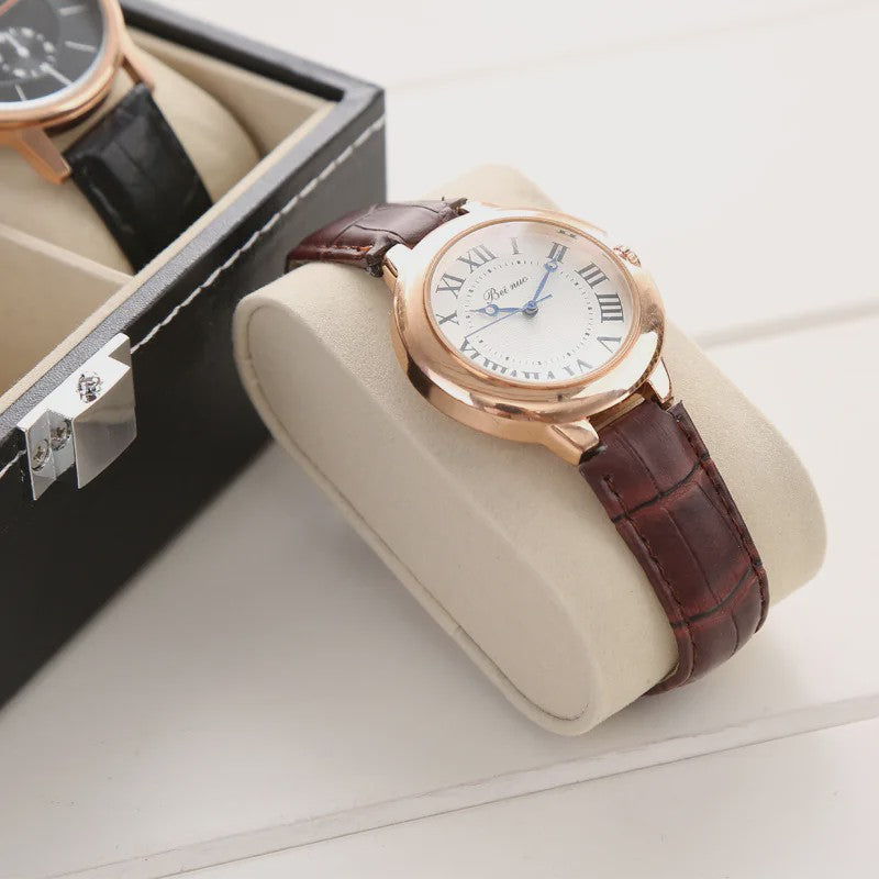 Luxe PU Leder Horlogedoos met Glazen Deksel - 6 Vakken