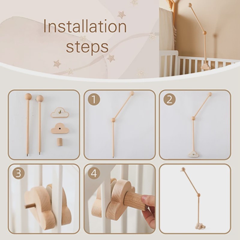 Houten Baby Bedmobiel Armatuur - Veilige & Stijlvolle Ophanging voor Speelgoed