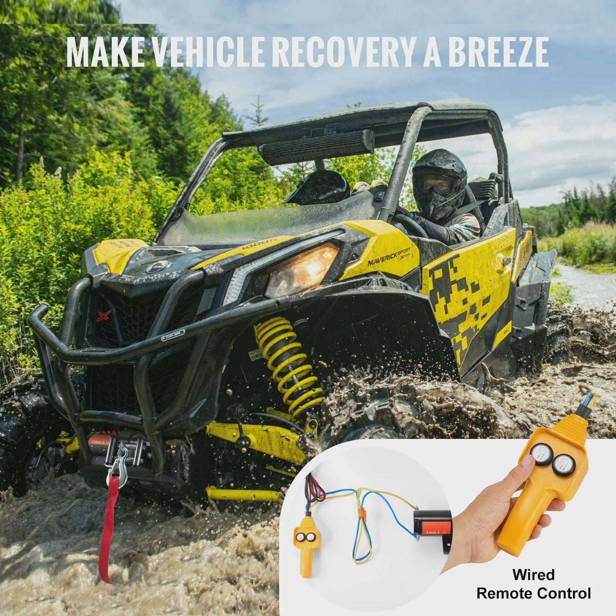 Elektrische Lier 2000lbs voor ATV/UTV - Staalkabel & Afstandsbediening voor Off-Road Voertuigen