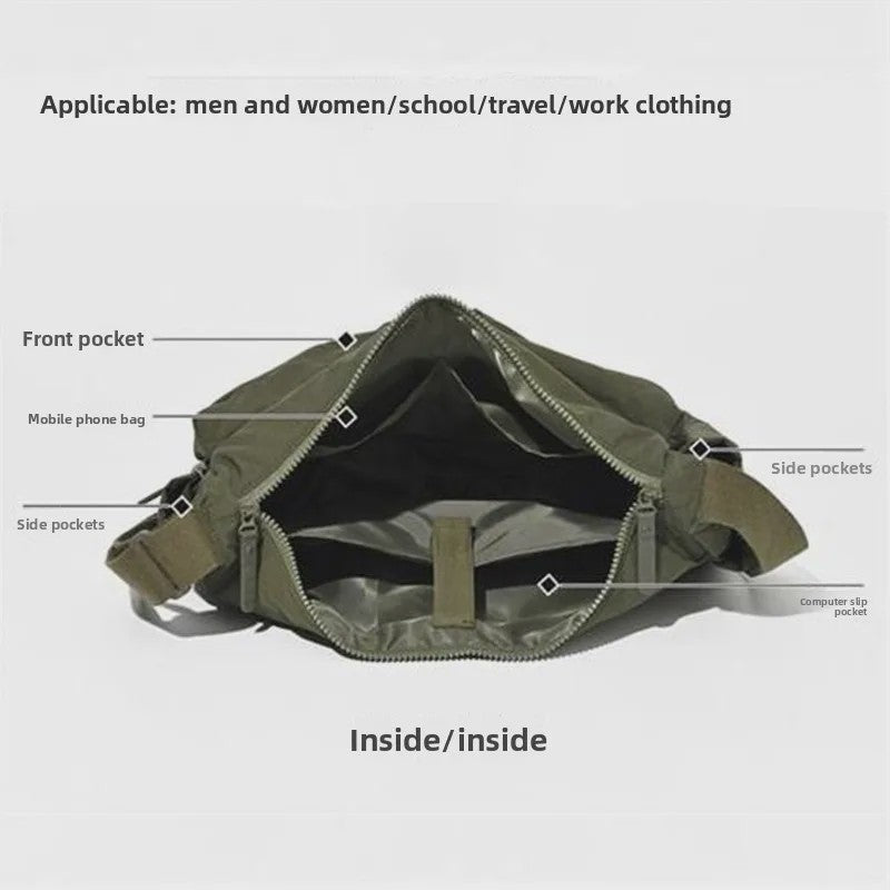 Grote Casual Messenger Bag - Waterafstotende Nylon Schoudertas met Laptopvak en Veel Vakken