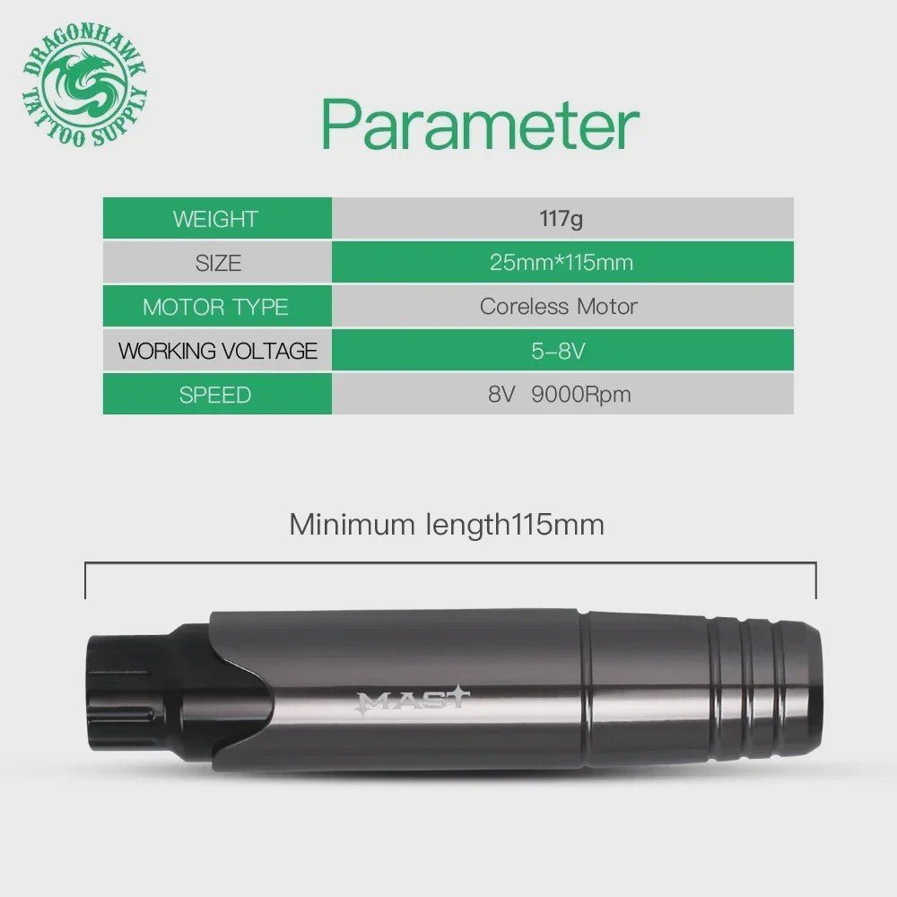 Mast P10 Rotary Tattoo & PMU Machine Kit - Professionele Eyebrow, Lips & Scalp Applicatie
