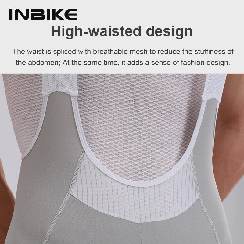 INBIKE Heren Fietsbroek met Bretels - Hoge Taille, Ademend & Met Zakken