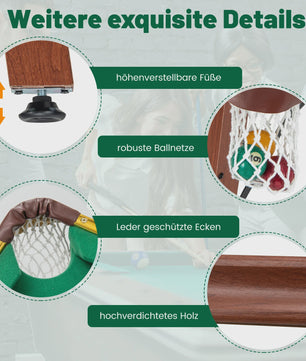 Opvouwbare Poolbiljart Tafel - Compleet met Keus, Ballen en Accessoires