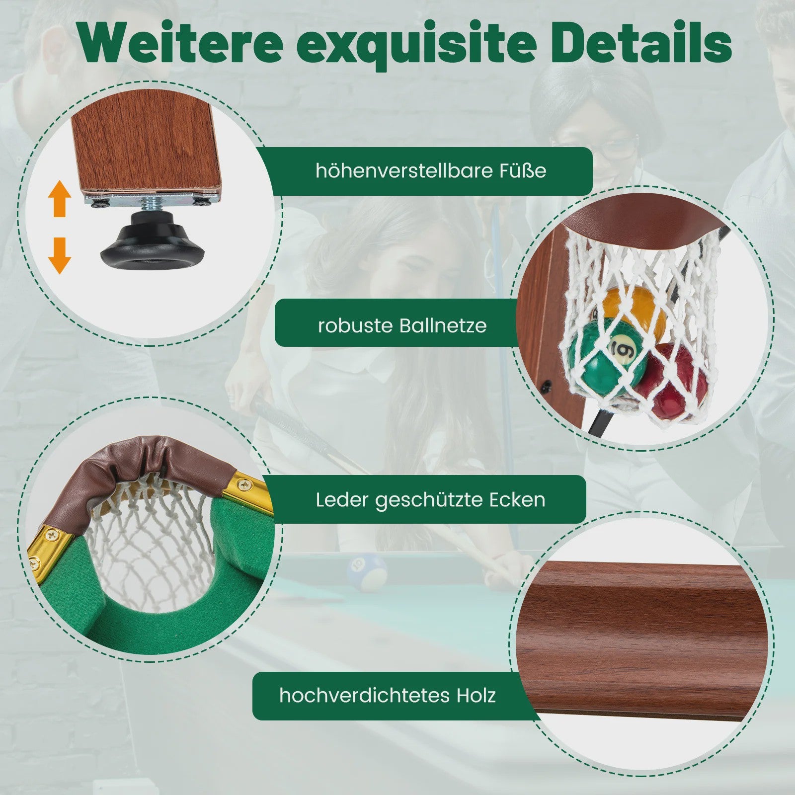 Opvouwbare Poolbiljart Tafel - Compleet met Keus, Ballen en Accessoires