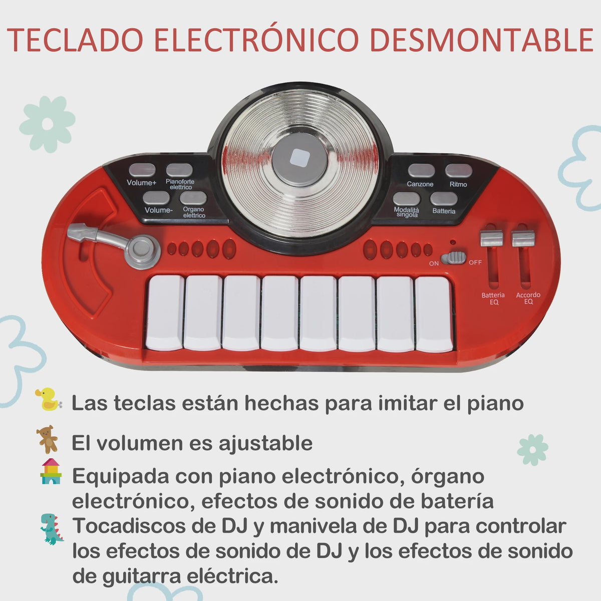 Homcom Children's Jazz Drum Set Electronic Keyboard Microphone +3 Years
