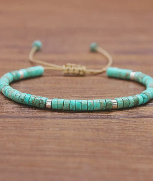 Verstelbare Natuurlijke Turkoois Kralen Armband - Uniek Cadeau & Vakantie Accessoire