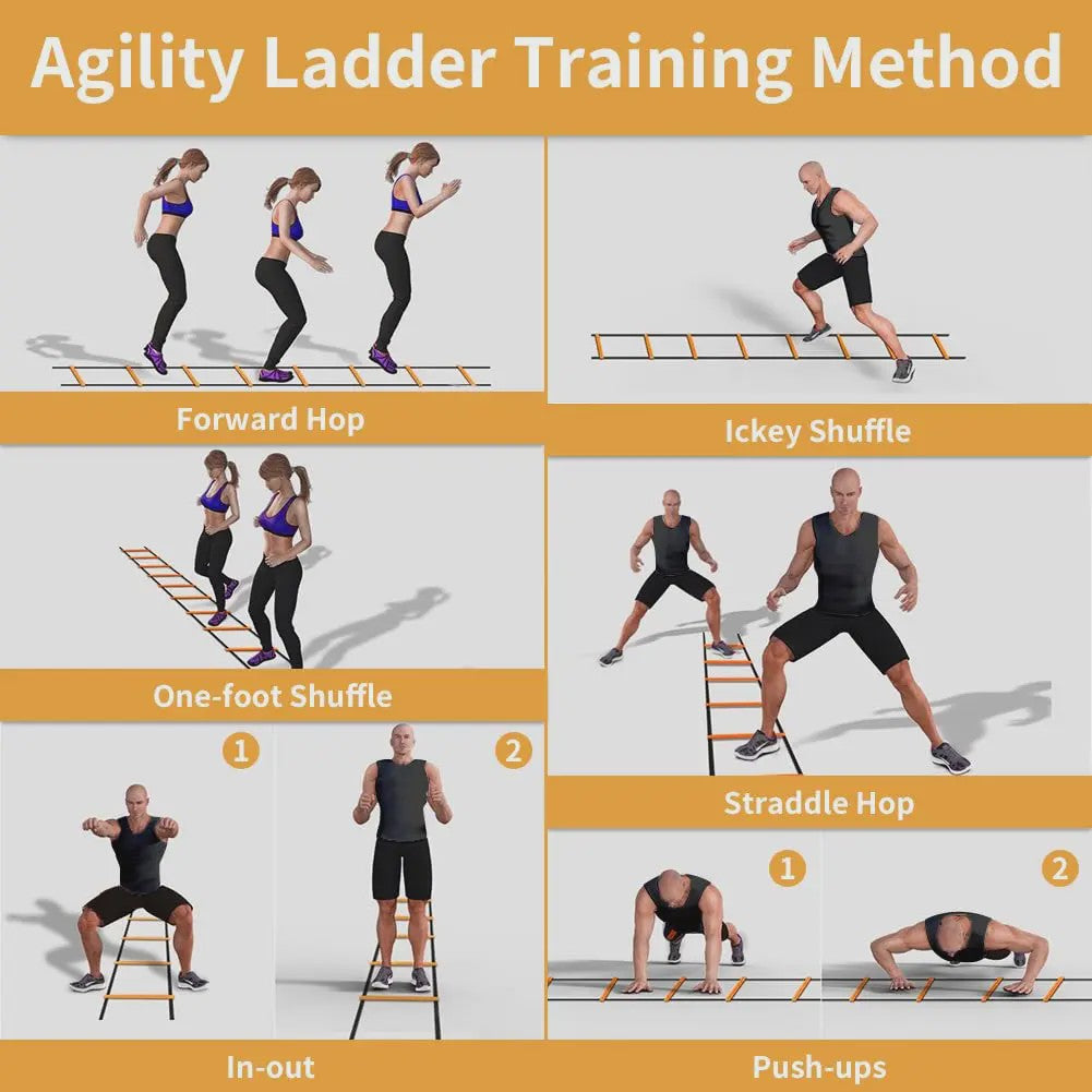 Agility Ladder & Voetbal Trainingscones Set voor Snelheid, Wendbaarheid en Voetbaltraining
