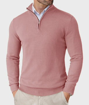 Heren Gebreide Pullover met Ritskraag - Slim Fit Lichtgewicht Casual Sweater