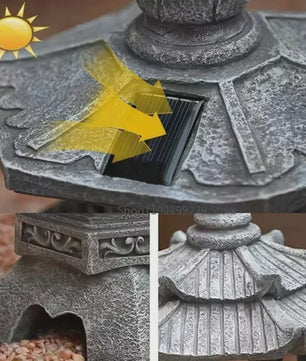 Chinese Pagode Solar Tuinlamp - Zen Stijl Steen Lantaarn voor Buiten