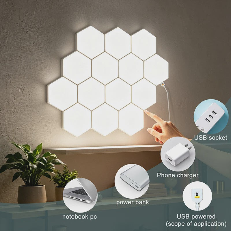Modulaire Hexagon LED Wandlampen - Touch Control, Dimbare Sfeerverlichting