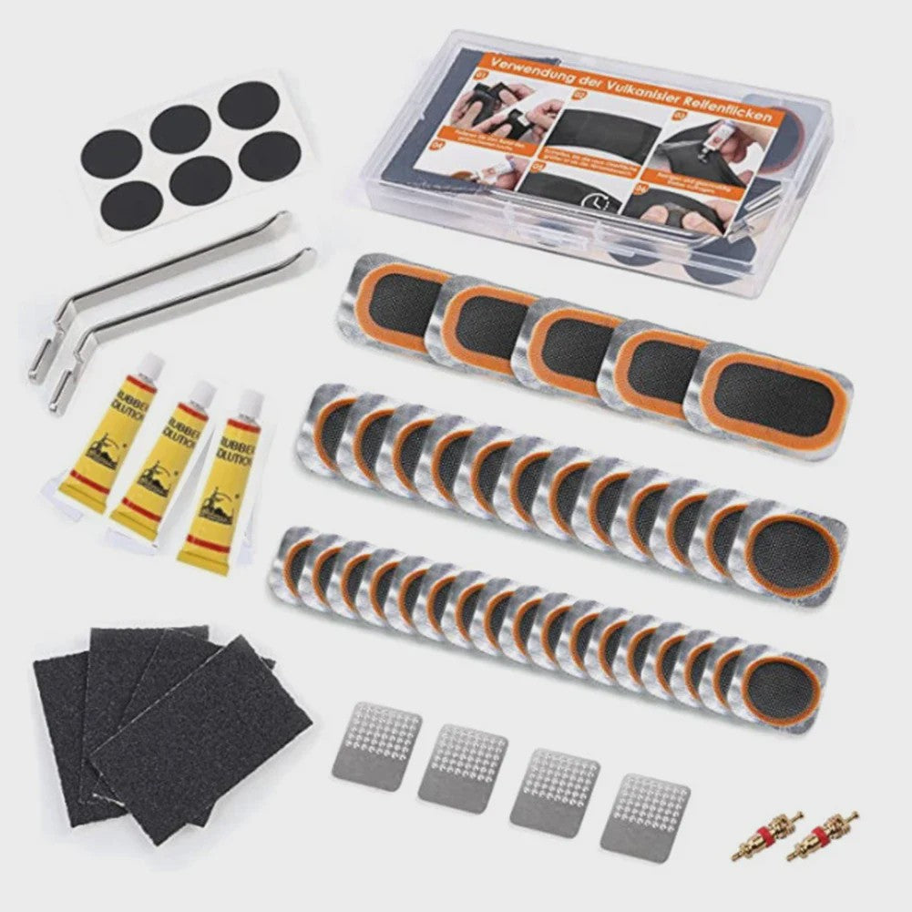 Fietsband Reparatiekit met Vulkaniseerlijm & Plakkers - Bandenplakset voor Mountainbike/Racefiets