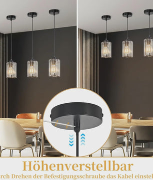 Moderne Kristallen Hanglamp voor Eettafel, Woonkamer & Keuken - E27 Fitting