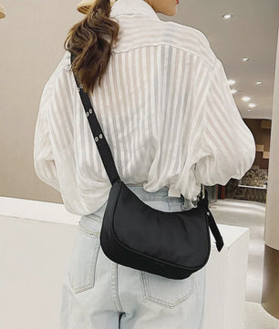 Casual Shoulder Bags For Women Black Waterproof Nylon Crossbody Bag Cool Girls Underarm Handbag Purse