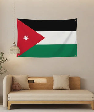 Jordanese Vlag Banner - Polyester - 4 Oogjes - Buiten & Binnen Decoratie