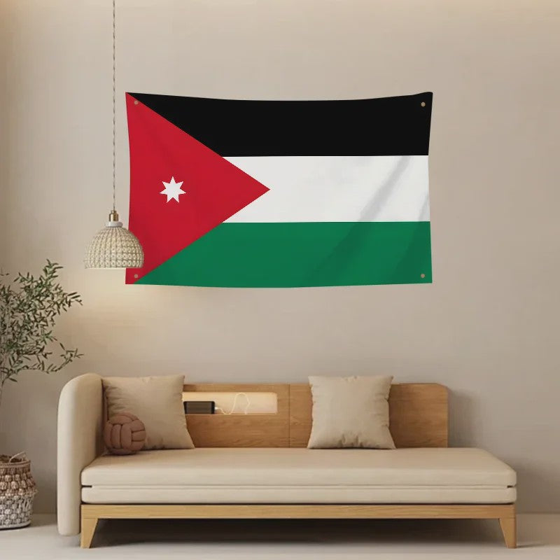 Jordanese Vlag Banner - Polyester - 4 Oogjes - Buiten & Binnen Decoratie