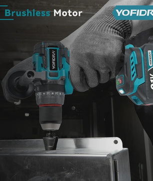 YOFIDRA Accuboormachine 18V-21V Brushless Motor, 13mm Boorhouder, 20+3 Koppelinstellingen, Boor/Schroef/Slagfunctie