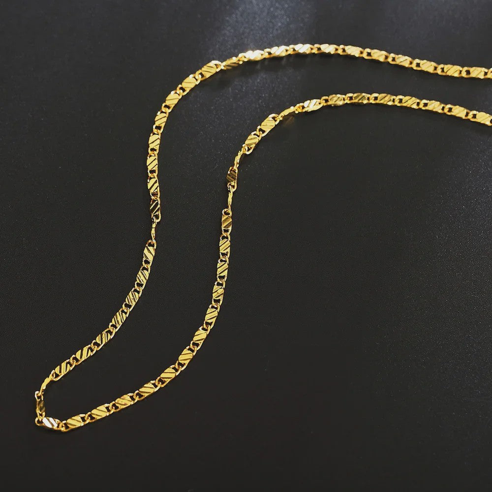 18K Gouden & 925 Zilveren Halsketting - 2MM Brede Zijschakel Ketting voor Dames & Heren