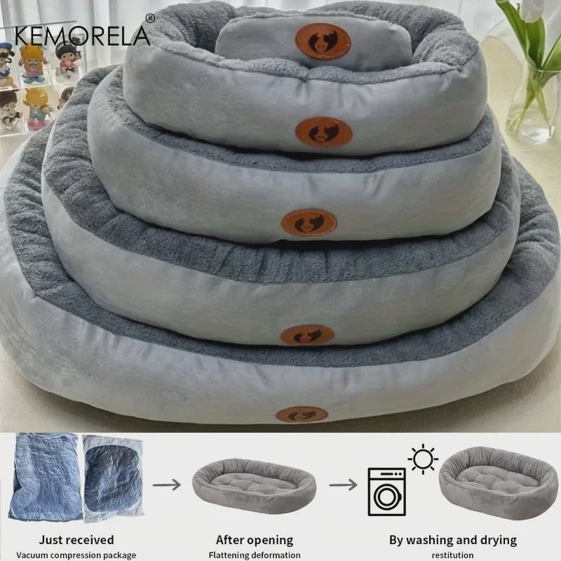 Pluche Ovaal Huisdierbed - Machinewasbaar & Comfortabel voor Hond & Kat