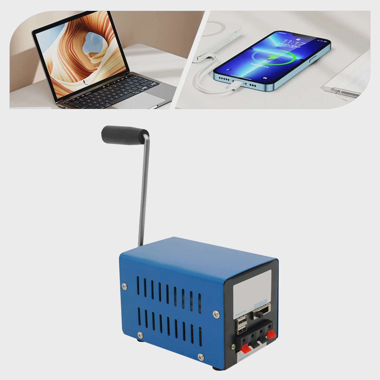 20W Hand Crank Noodstroom Generator - Draagbaar Opladen via USB voor Reizen & Camping