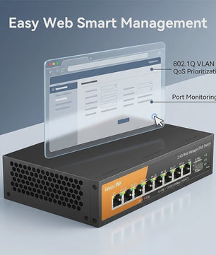 KeepLink 9-Poorts 2.5G/10G Web Managed PoE Switch | 135W | 8x 2.5Gbps PoE | 1x 10Gbps SFP+