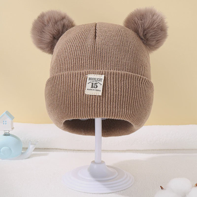 Warme Gebreide Babymuts met Pompon - Winter Beanie voor Jongens en Meisjes