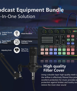 Professionele Livestream Microfoon Kit met Audio Interface, Arm en Popfilter