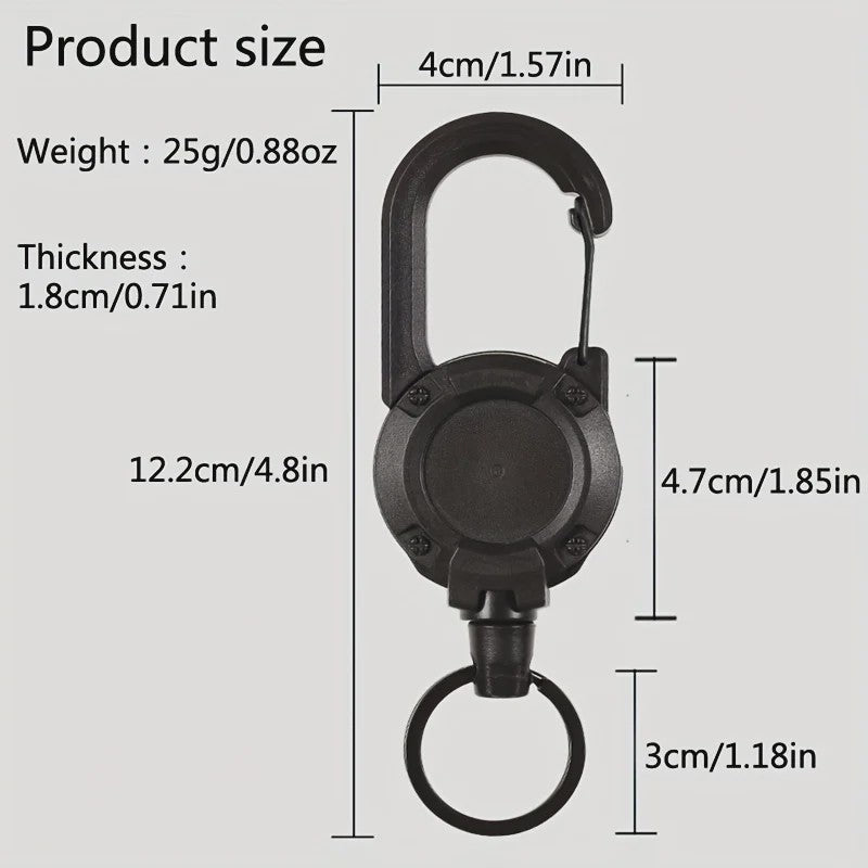 Robuuste Intrekbare Sleutelhanger met Karabijnhaak - Ideaal voor ID-badges, Sleutels & Outdoor
