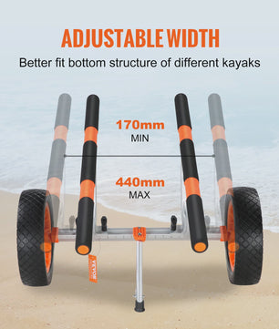 Robuuste Kayakkar met 12'' Banden - 204kg Draagvermogen, Verstelbare Breedte