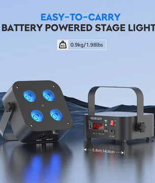 Set van 8 Oplaadbare Mini Par LED Spots (4x18W RGBWAUV) met Flightcase