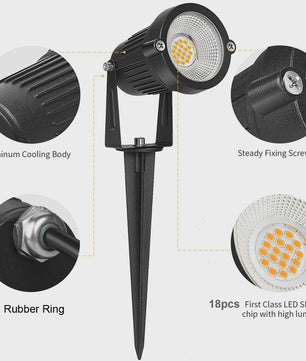 Waterdichte LED Tuinspot 7W Warm Wit met Grondspies - IP65 Buitenverlichting