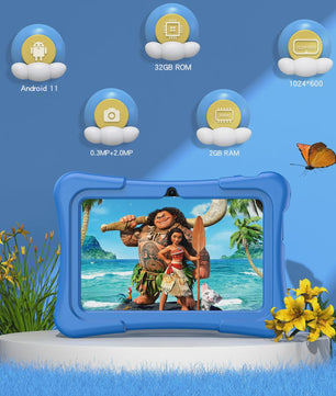 PRITOM Kinder Tablet 7 Inch Android 13 - 32GB Opslag, Educatief & Robuuste Beschermhoes