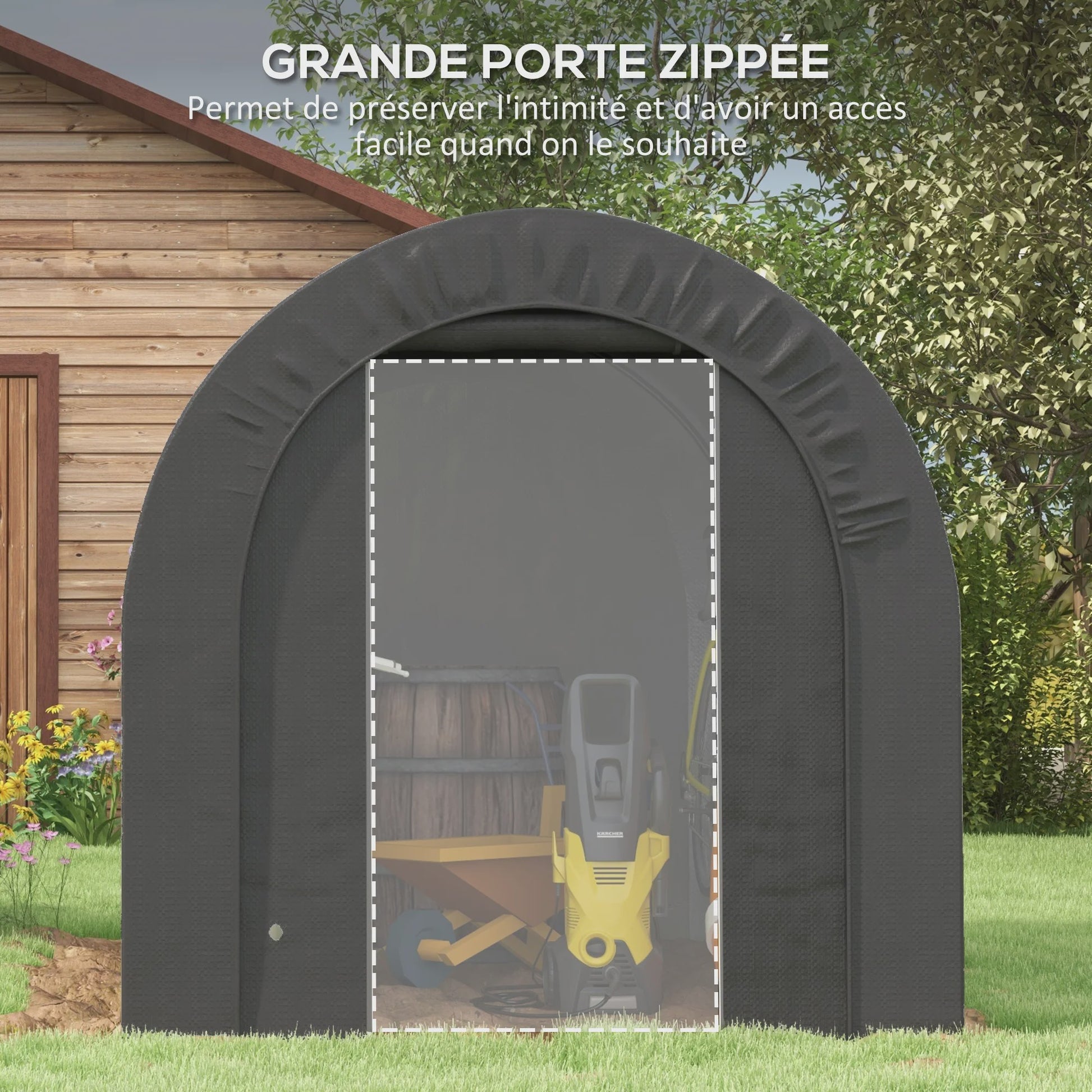 Outsunny Tuintent Opslag Garage voor Fietsen - PE & Metaal - Grijs 2.4x1.8m