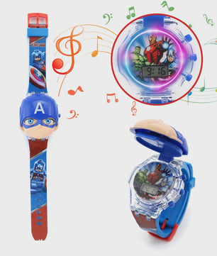 Kinderhorloge met Licht & Geluid: Spider-Man, Iron Man & Captain America