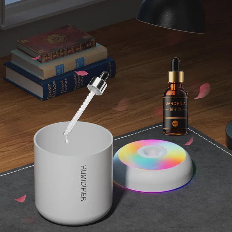 Compacte Mini Luchtbevochtiger 180ML met Aroma Diffuser, USB & Kleurrijke LED Verlichting voor Auto, Huis en Slaapkamer