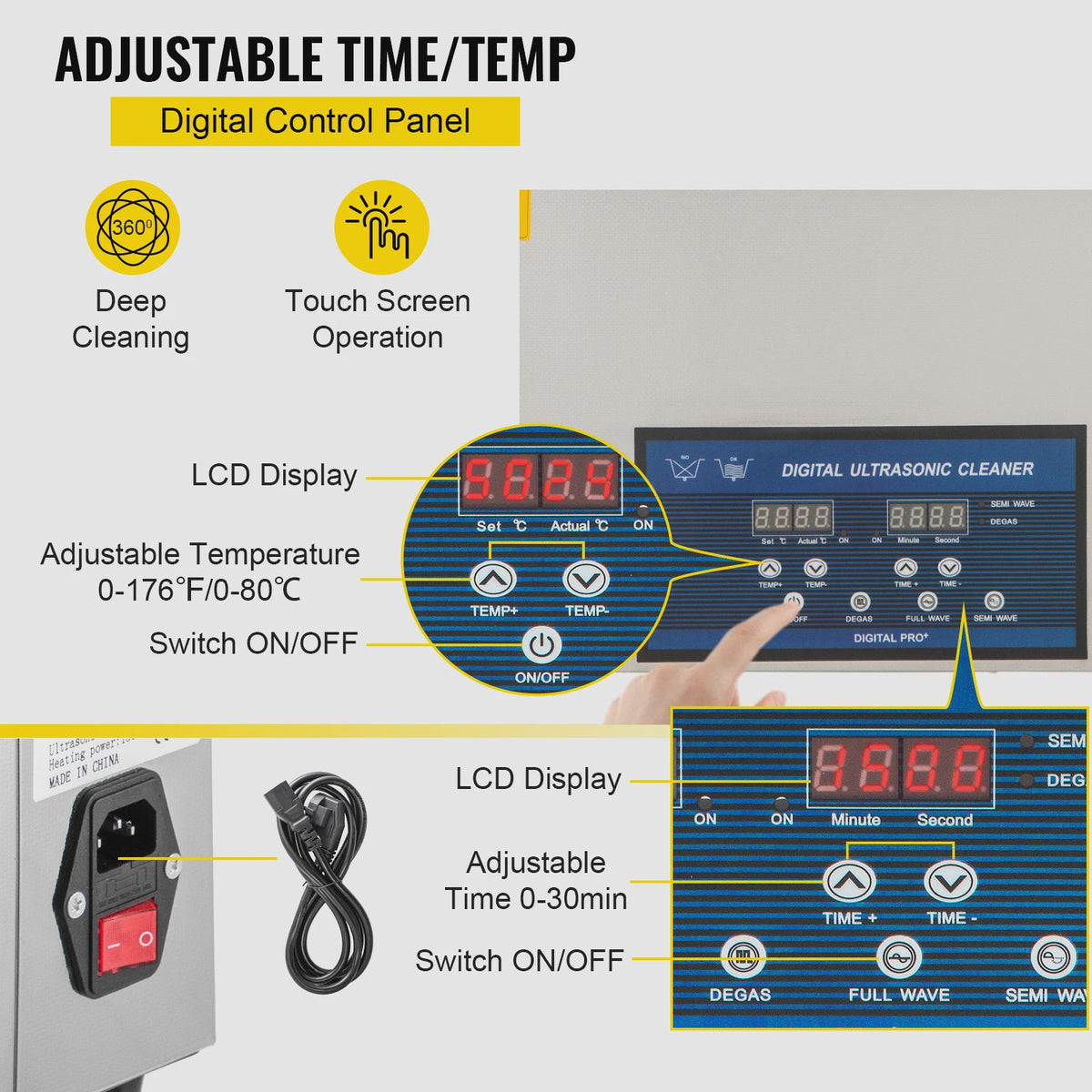 22L Digitale Ultrasone Reiniger met Verwarming en Dubbele Frequentie (28/40kHz)