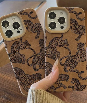 iPhone Hoesje met Levendig Luipaard Patroon - Schokbestendig Bonded Leer
