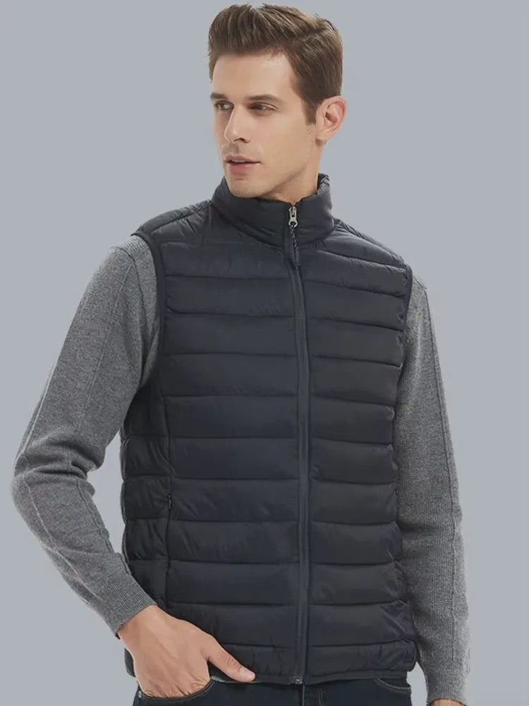 Herfst/Winter Heren Gevoerd Vest - Stijlvol en Warm met Opstaande Kraag