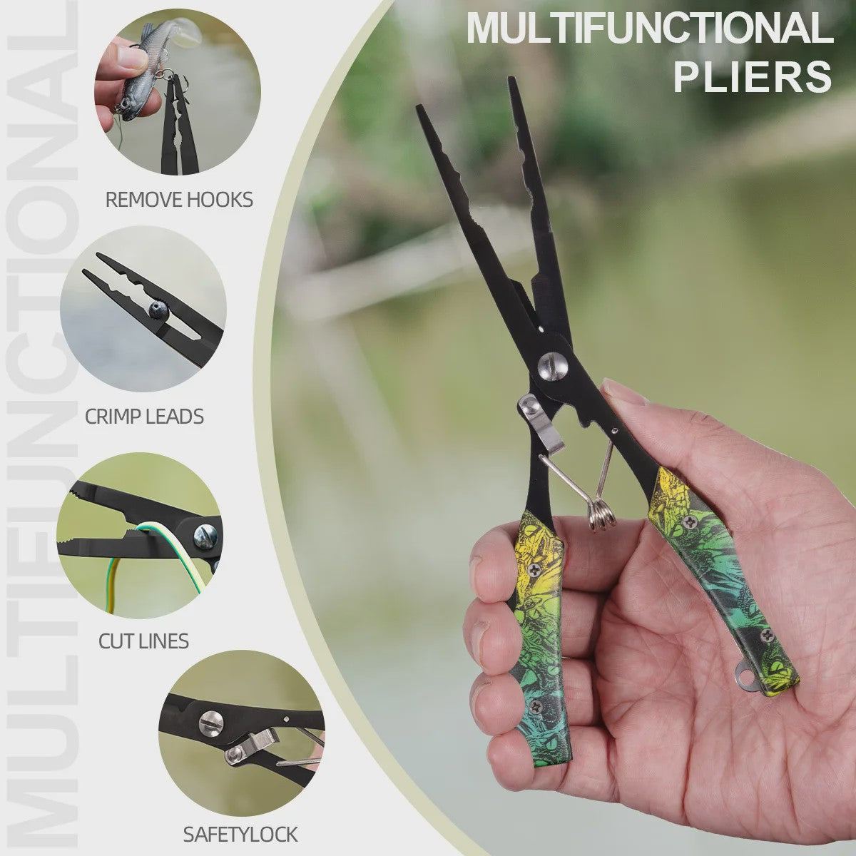 Multifunctionele Visset: RVS Pliers, Lijnknipper & Fish Grip - Zoutwaterbestendig