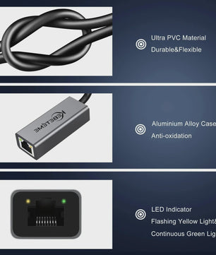 KEBIDUMEI USB 3.0 naar RJ45 Gigabit Netwerkkaart - 1000Mbps Ethernet Adapter