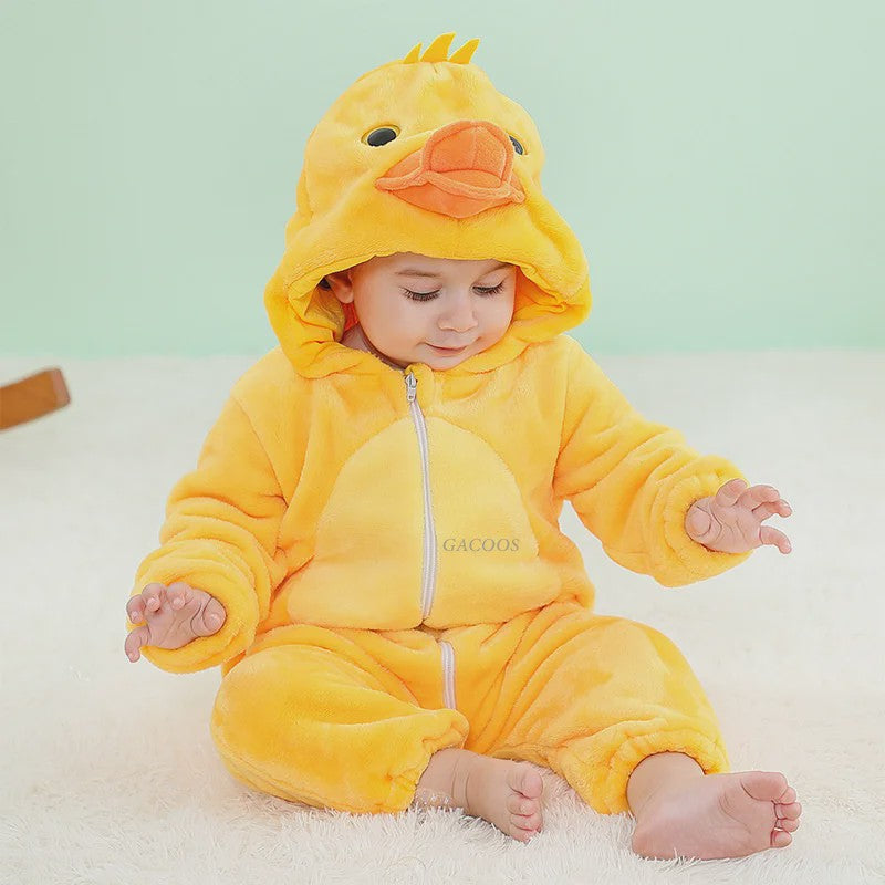 Baby Romper Dierenkostuum Kigurumi - Zacht Flanellen Jumpsuit voor Jongens & Meisjes