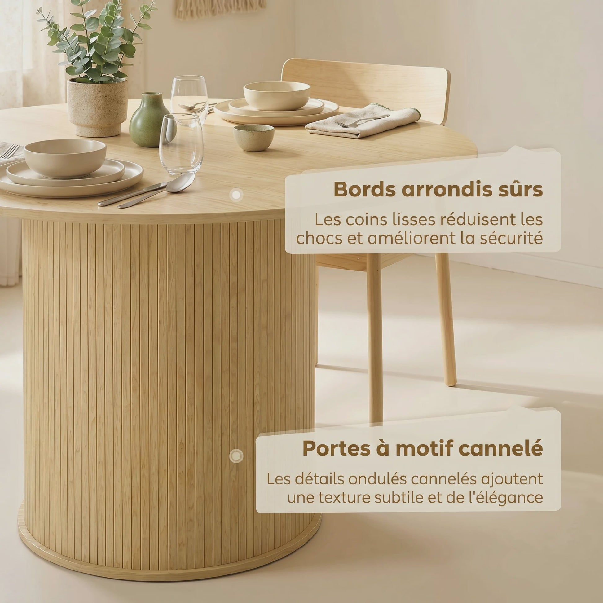 Ronde Eettafel voor 4-6 Personen, Ø 120 cm, Natuurlijk Hout Design